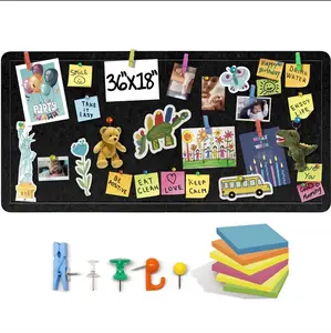 Shop Square Large Felt Bulletin Board - Foldable Cork Board Alternative for Wall, Includes Color Pins & Note Pads, Vision Board (Black, Multiple Sizes)