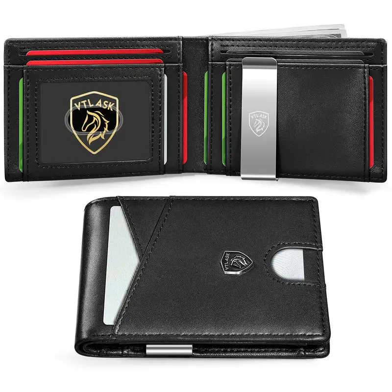 VTLASK 2026 Ultra-thin RFID Anti-theft Men's Wallet with 11 Card Slots wallet men prison wallet phantom wallet prison wallet green card holders travel fire wallet, Rfid Blocking Cardholder Gifts For Dad Christmas
