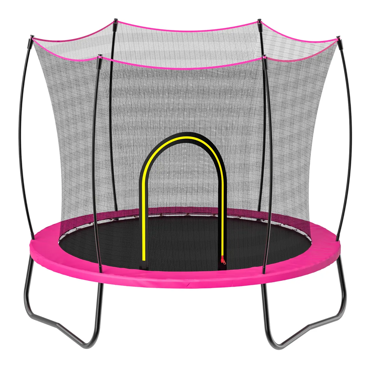 Fahuac 55in Playground Trampoline for Kids, Pink Outdoor Rebounder with Safety Enclosure, Seamless Design, Galvanized Steel Frame & UV Protection, Metal, Kids Play, Sturdy Base, Long-Term Durability, Waterproof Edge Pads, Bouncy Outdoor Trampolines