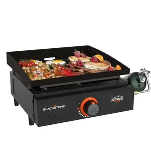 Blackstone Adventure Ready Outdoor Griddle, Single Burner 17” Flat Top Grill with Non Slip Feet, Black