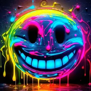 5D DIY Full Drill Round Diamond Painting - Diamond Art Painting Kit, Smiley Face, Neon, Colorful Mosaic, Canvas - DIY Decor, Home Wall Decor, Suitable for Halloween, Christmas, Birthday, and Anniversary Gifts.
