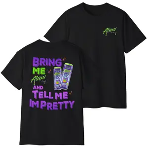 Funny Bring Me Energy Drink & Compliments T-Shirt – Cute Graphic Tee for Women, Colorful Slogan Shirt, Trendy Gift Idea