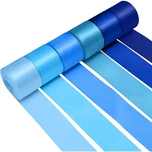 1-1/2 Inch Blue Satin Ribbons for Crafts, 6 Rolls Single-Faced Blue Assorted Ribbons for  Wrapping Flower Bouquet Wedding Invitations Bridal Shower Hair Bows Garland Party Decor
