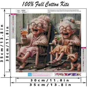 Stamping Cross Stitch Kit,Granny Stitch Kit for Adult Beginners, Full Line DIY Cross Stitch Stitching Kit for Home Decor Cross Stitch Patterns 13.7x13.7 inches