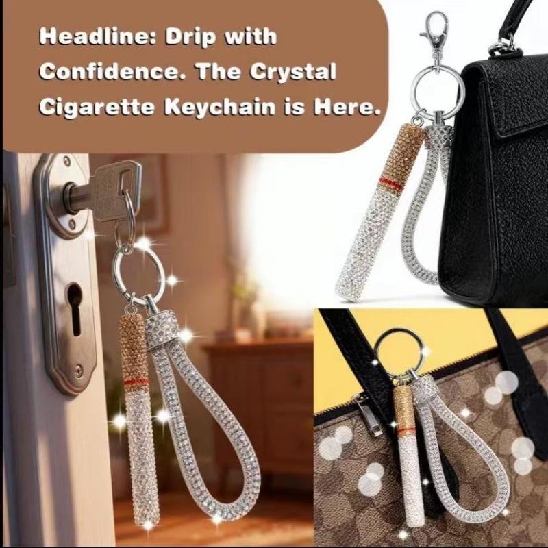 Bling Rhinestone Cigarette Keychain, Sparkling Diamond Cigarette Bag Charm,  Luxury Crystal Key Ring for Women