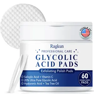 Exfoliating Pads - Glycolic Acid 20% Resurfacing Pads for Face with Vitamins B5, C & E - Face Pads with Salicylic Acid, Exfoliating Peel Pads for Face with Deep Cleaning Effect - 60 Pads