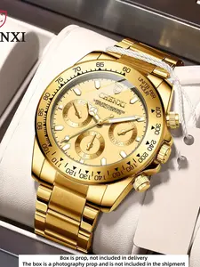 Fashionable Men's Quartz Luminous Waterproof Wrist Watch with Round Analog Face, Waterproof Night Glow, Calendar Feature, Alloy Case, Stylish Gift for Students, Fashionable Wristwatch