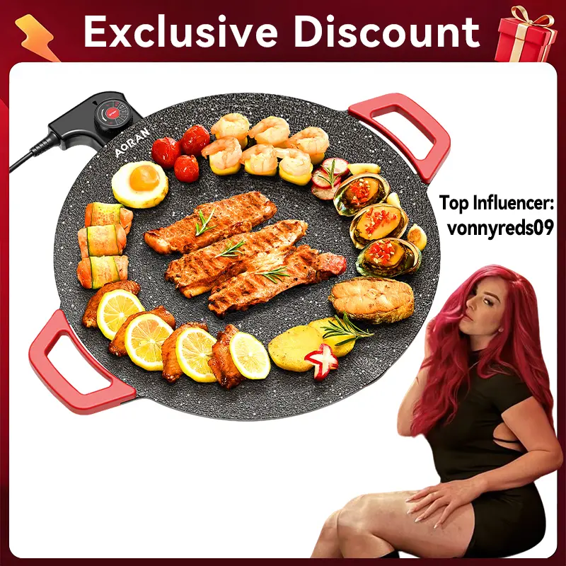 Portable Electric Korean BBQ Grill, indoor Smokeless GrillNon-stick Grill Pan, Adjustable Temperature Control,Nonstick Surface, Asador de Carne tiktokshopbacktoschool