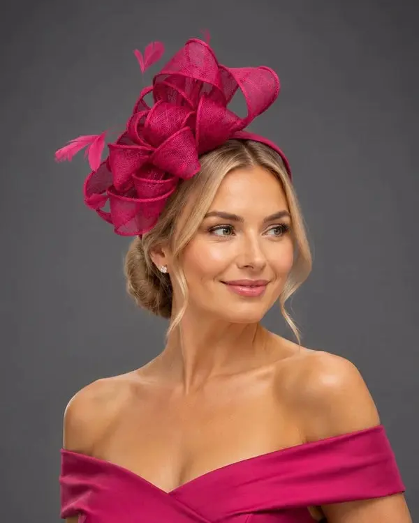 Raspberry Fascinator - Church Derby Hat