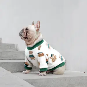 French Style Winter Dog Pajamas – Warm Plush Pet Clothes for Corgis & Small Dogs