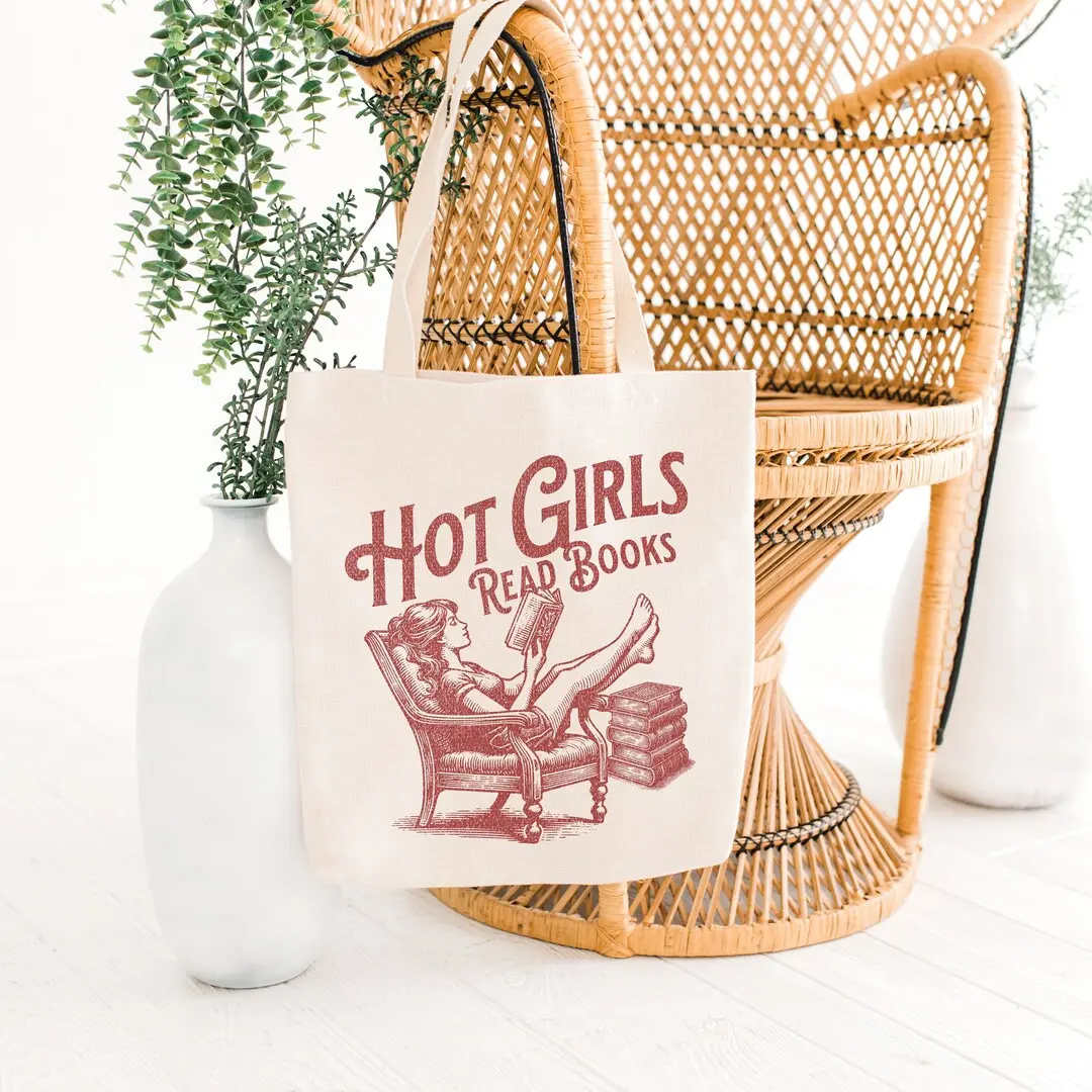 Hot Girls Read Books Tote Bag, Bookish Gift, Booktok Bag, Smut Lover Funny Canvas Bag, Dark Romance Reader, Bookish Spicy Books Cotton Tote