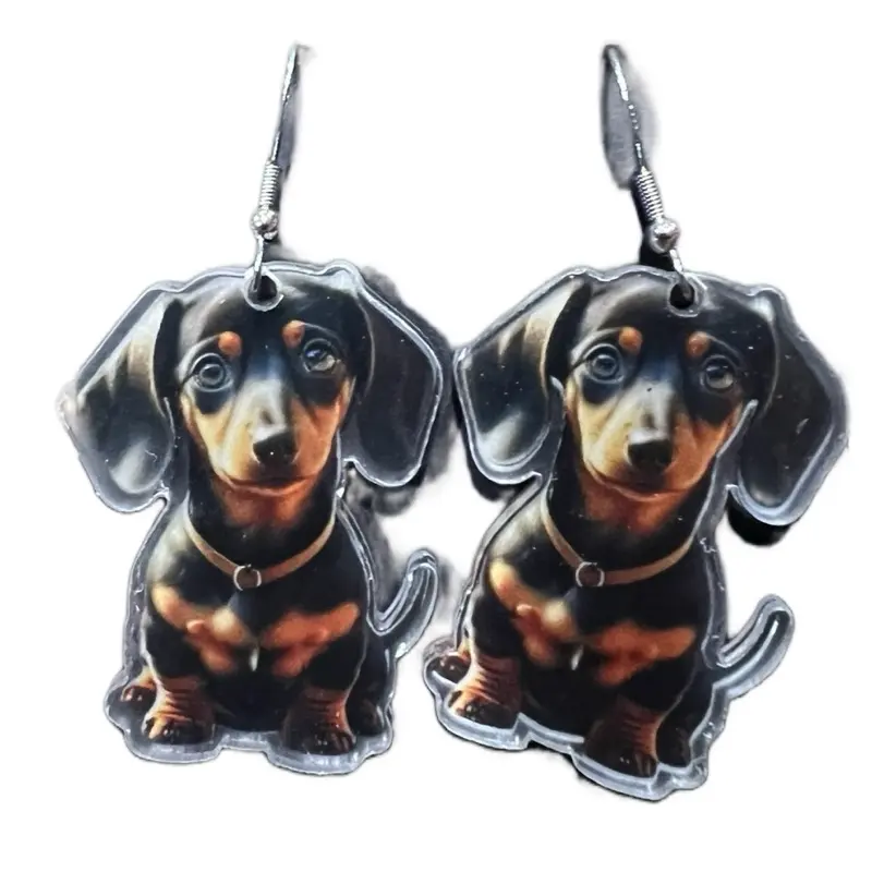 Dachshund Earrings - Elegant Pendant Design with Chain, Featuring Dachshund Features and Shades