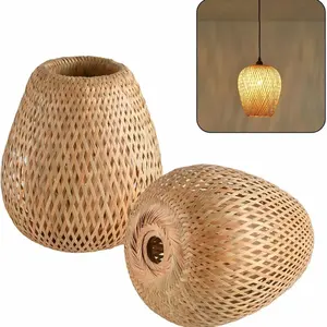 Bamboo Fiber Sustainable Lampshade for Kitchen Island Hallway Lighting Ambiance, Living Room Ceiling Decorative Shade, No Bulb Wire Accessories Included