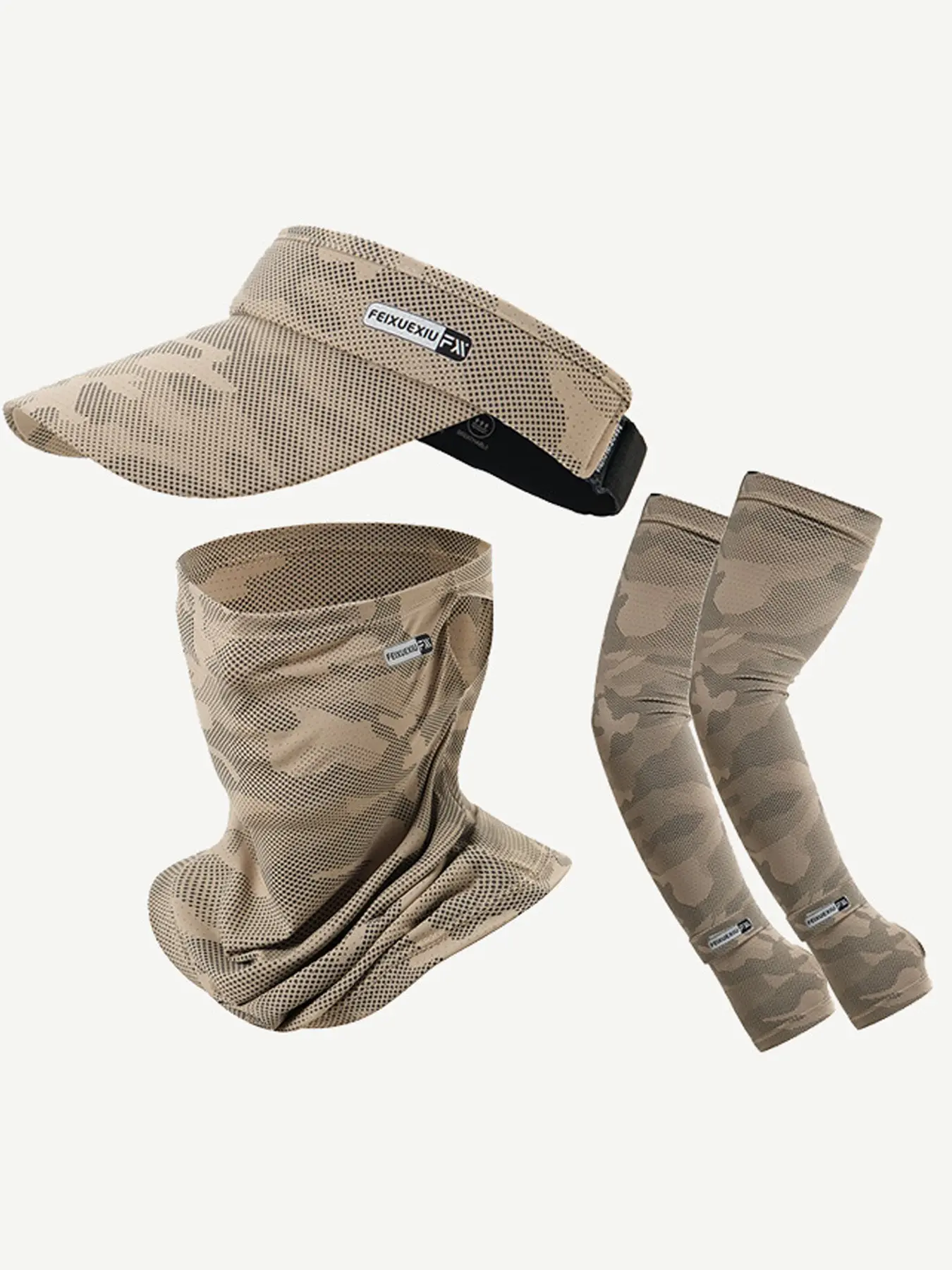 Breathable Visor Cap for Men - Summer Sun Protection Set with Cooling Face Mask & UV-Resistant Arm Sleeves