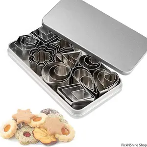 30Pcs/Box Stainless Steel Cookie Cutters Set - Sugar Biscuit Press Stamp Embosser, DIY Fondant Cake Pastry Cutting Mold for Home Baking & Cake Decoration