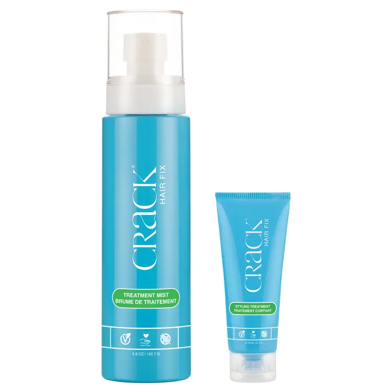 CRACK Crack Hair Fix Moisturizing Mist Spray & Styling Treatment for Dry Frizzy Thermal-Damaged Hair 6 oz & .75 oz Anti-Frizz Repair Ultra Lightweight