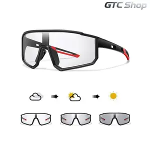 Photochromic Flat Top Wrap Sunglasses for Men & Women, Windproof Sports Goggles, Auto Color Changing Lenses, Sleek Wrap Around Frame, UV Protective Windproof Design, Cycling Hiking Baseball Softball Running Biking Outdoor Wear