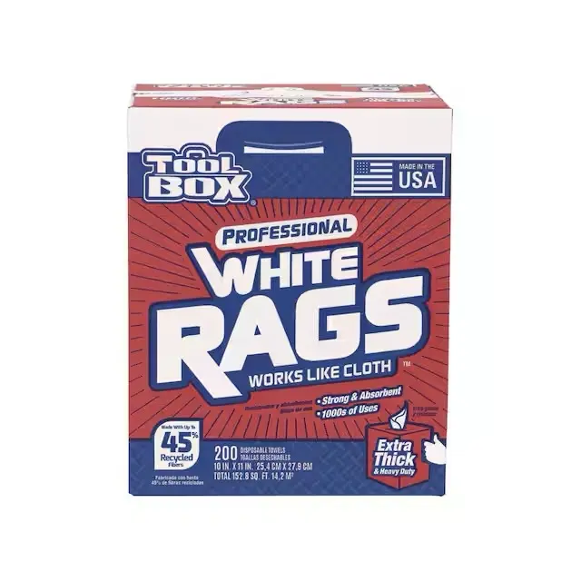 200-Pack Unscented White Household Shop Rags, Disposable Cleaning Cloths, 10x11 in Painter Towels for Kitchen Sheets & Wipes