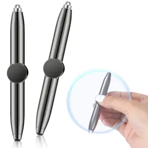 SMOOTHERPRO Fidget Spinning Pen with LED Light for ADHD Stress Relief Brown Ballpoint Pen Gift Box FS702 Stainless Steel Alloy Body Portable Size 4.38 inch x 0.58 inch