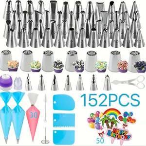 152-Piece Cake Piping Tips Set, Cake Decoration Kit, Cake Carving Tools, Stainless Steel Material, Baking Supplies, Professional Quality