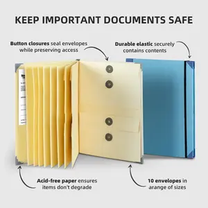 Accordion File Organizer & Document Folder | Manila Pocket Important Paper Holder for Passport, Birth Certificate & Bills