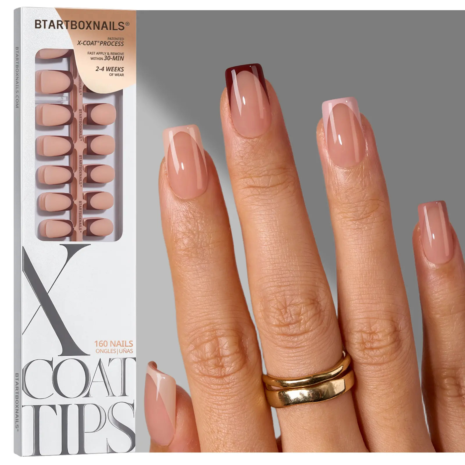 BTArtboxnails XCOATTIPS Press on Nails - 150pcs  Fall Short Square or Almond or Coffin French Tips, Skin Tones Soft Gel False Nail, Soak Off Acrylic Fake Nails Extensions  Nailcare Outdoorfun