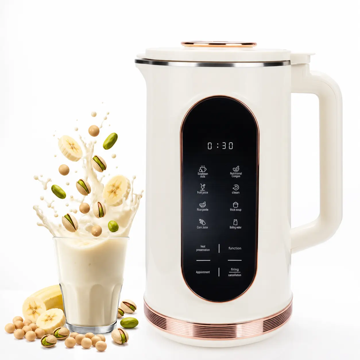 8-in-1 Multifunctional Automatic Nut Milk Machine & Coffee Maker, 48oz 1.5L Large Capacity Plant-Based Milk Maker for 4-5 Cups per Batch
