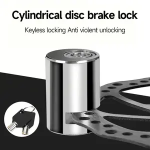 Bicycle Disc Brake Lock Cylindrical Lock Mountain Bike Lock Electric Bike Lock Portable Disc Brake Lock Stainless Steel with 2 Keys Lock Core Diameter 5mm