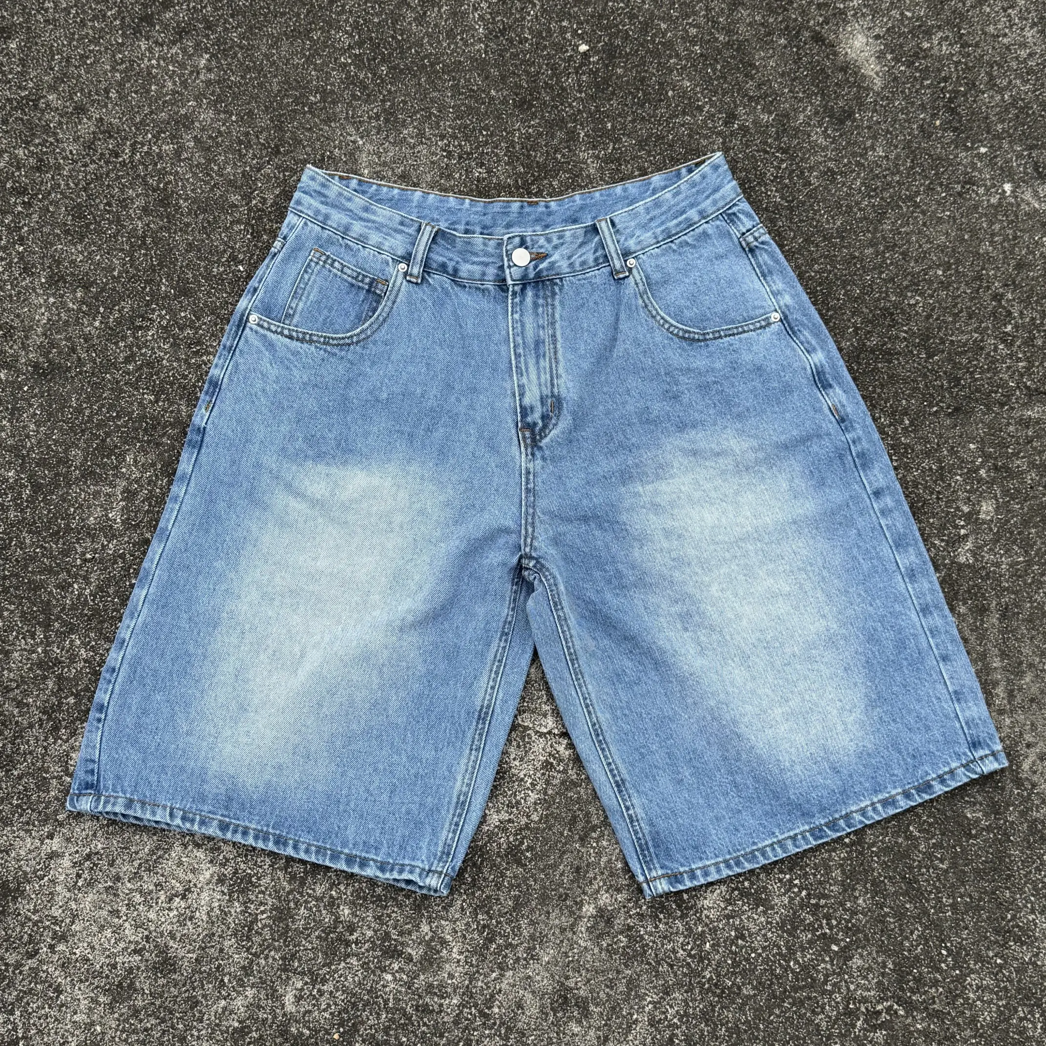 Sopula Studio Men's Vintage Street Thick Patchwork Cotton-Spandex Fabric Baggy Jorts - Comfortable Style Denim Men's Bottoms Jeans