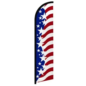 USA Star Spangled Polyester Knit Windless Decorative Banner Flag, 11.5x2.5 ft, Curved Sleeve, Stars Stripes Design, Banner Decoration for Outdoor Festive Displays