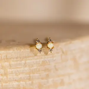 Opal and Diamond Studs