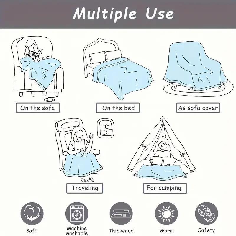 digital printed flannel Warm Throw Blanket with a Curious George monkey and banana pattern, suitable for sofas, beds, travel, camping, and office use. Made of warm, comfortable, and soft fabric, machine washable, for birthday and holiday gifts