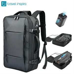 travel inspira Vacuum Compression Backpack with Electric Vacuum Pump, TSA Lock, Water-Resistant, Carry-On Approved Laptop Compartment, TSA-friendly,Hiking, Gym and Business Trip, Space Saver, Travel Hack