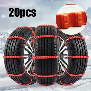 20pcs Universal Car Snow Anti-Slip Chains, Winter Tire Chains, Emergency Safety Design, Durable Structure, Outdoor Snow Tire Chains, Car Parts