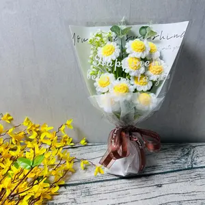 Handmade Crochet Daisy Bouquet, 1 Count Crochet Artificial Flowers Bouquet, Decorative Flower for Home Party Wedding Anniversary, Gift for Girlfriend, Boyfriend,Gifts For Women