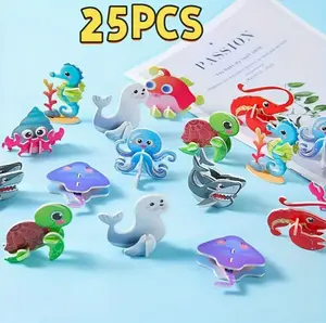 25 pcs Insect Animal Ocean 3D Puzzle Set Handmade Stereoscopic Holiday Party Gift Birthday Family Interactive Christmas Random Pattern
