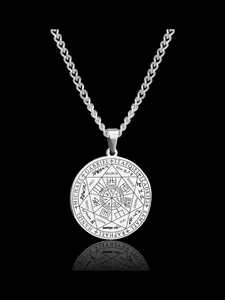 Stainless Steel Seven Angels Ancient Seal Necklace, Solomon Protection Pendant, Spiritual Healing Amulet, Unique Saint Design Jewelry Gift