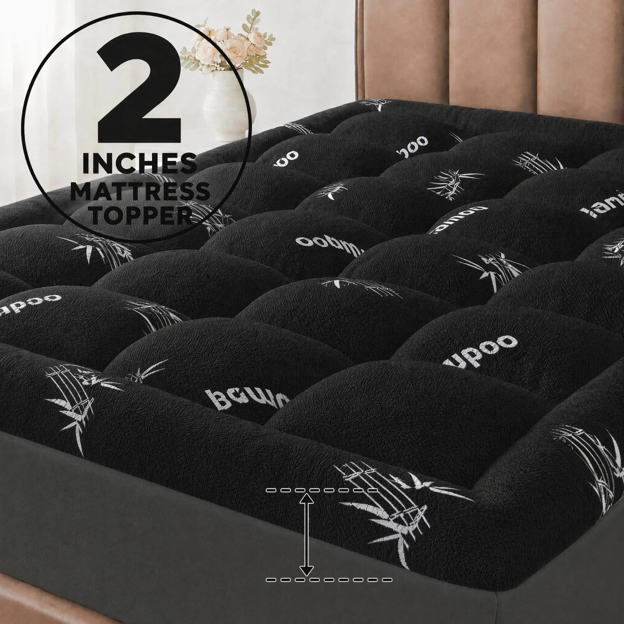 Cosybay Mattress Topper Twin/Full/Queen/King/California King Size, Bamboo Mattress Pad for Travel & bedroom, Breathable Bed Topper for Back Pain Relief, Hypoallergenic & soft Camper Bed Pad, Furniture Mattresses Cushions, Halloween& Homecoming essentials