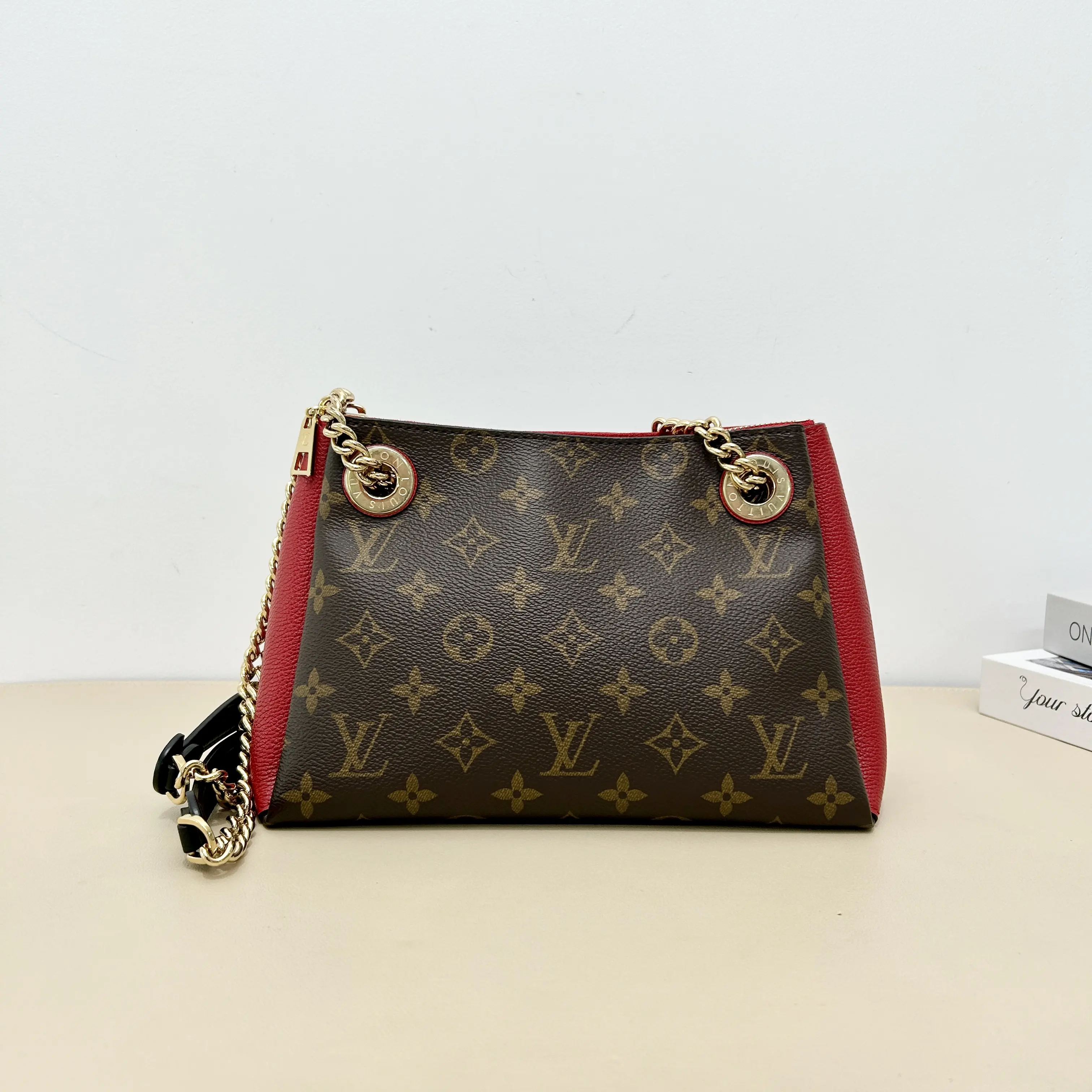 Pre-owned Louis Vuitton Coated Canvas Shoulder bags Monogram & Red Leather Chain Shoulder Bag B8080401