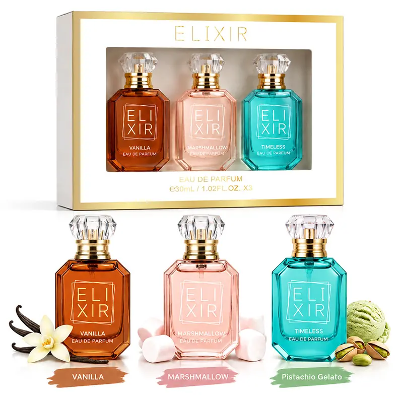 3-Piece Set Eau De Parfuma Spray Gift Box For Women - 1 Fl Oz/Bottle Perfume, Long-Lasting Fragrance, 3 Different Flavors, Perfect for Gifts for Girlfriends, Holiday Use