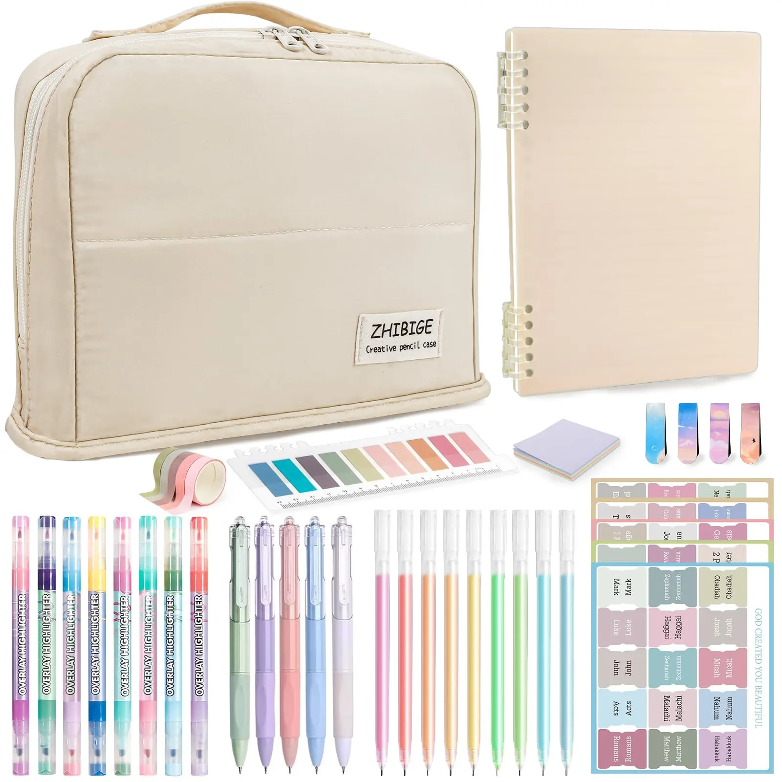 Bible Study & Journaling Kit for Women: No-Bleed Highlighters, Pens & A5 Notebooks with Tabs – Christian Gifts for Beginners, Students & Church Groups