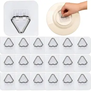 Plate Hangers for The Wall - 18Pcs Adhesive Disc Hooks, Invisible Small Picture Hanging Kit for Displaying Artwork, Decorative Holder Mount