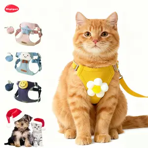 [HipiPet] Pet Harness Leash Set – Adorable 3D Cartoon Vest for Small Dogs & Cats, Adjustable & Comfortable, Perfect for Daily Walks, Fashionable PawfectFit cataccessories