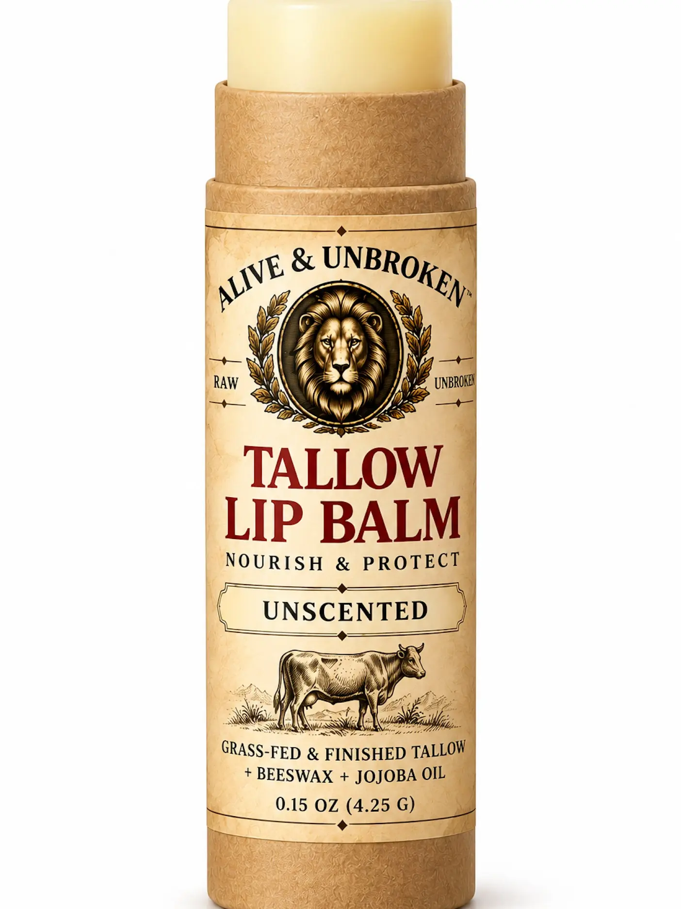Handcrafted Grass Fed & Finished Tallow Lip Balm - Organic Non-Toxic Lip Treatment for Smooth Hydration, Restore Moisture, Repair Dry Cracks Hydrating Lip Treatment Moisturizing Lip Balms Plant Based Balm Long Lasting Balm Lip Balm Bulk Moisture Repair Ba