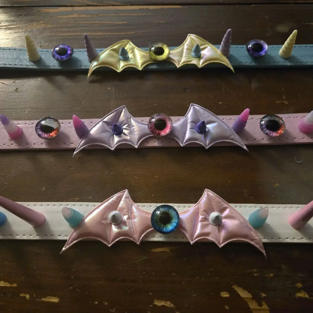 Pastel Goth Batwing Eyeball Chokers