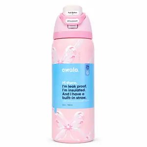 Coquette Pink Bow Owala FreeSip Water Bottle 32oz, Aesthetic Vacuum Insulated Stainless Steel Straw Lid Cup for Girls, College, Travel and Cold Drinks