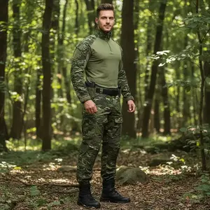Men's Outdoor Tactical Uniform Set - Professional Paintball Hunting Combat Shirt with Cargo Pants, Military Style Camouflage Clothing for Airsoft Training, Durable Breathable Fabric Outdoor Adventure Gear