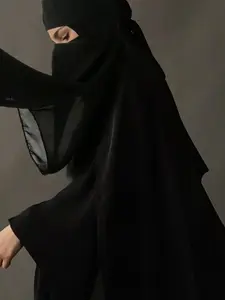 1pc Women's Elegant Modesty Plain Double Layer Veil Niqab, Comfortable Arabian Scarf for Daily Outings, Versatile Muslim Sun Protection, Perfect Ramadan Gift, Hijabs