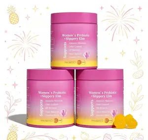 Her Juicy 60ct Pineapple Feminine Gummies | Slippery Elm & Prebiotics for pH & Gut Health Her Juicy Women's Probiotics Gummies Pineapple Flavor Slippery Elm Probiotic Gummies, Science Supported Vaginal pH Balance Supplement