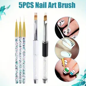 5pcs Nail Ombre Brush set, Nail Art Painting Pen, Brush UV Gel Polish Gradient Color Rhinestone Crystal Acrylic Nail Drawing Pen,Textiles & Soft Furnishings